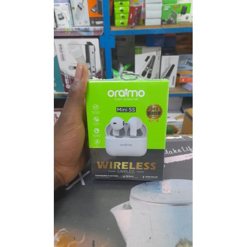 Oraimo Pro 5S Mini Super Bass Wireless Earbuds – Bluetooth 5.3 TWS Earbuds (White)