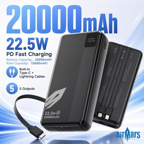 AirMars APB22F 20000mAh 22.5W Ultra Fast Charging Power Bank – Digital Display Portable Charger