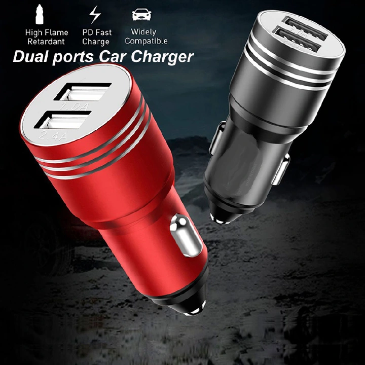 Universal Dual USB Car Charger Adapter – Fast Charging 2-Port Car Phone Charger