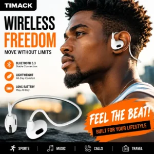TIMACK Wireless Bluetooth 5.3 Air-Conduction Sports Earbuds – Waterproof Over-Ear Headphones