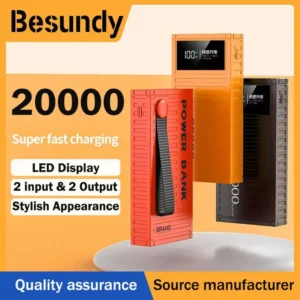 Besundy 20000mAh Stylish Power Bank – LCD Display Dual USB Portable Fast Charger