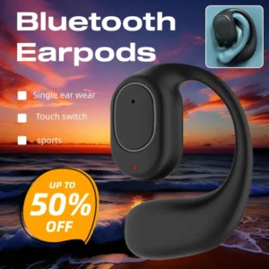 Bluetooth Bone Conduction Wireless Earphone – Single Ear Sports Headset with Noise Reduction