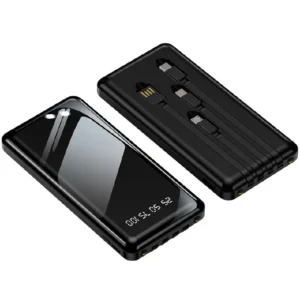 Bensoo 10000mAh Fast Charging Power Bank – Built-in 4-in-1 Cables with LED Display