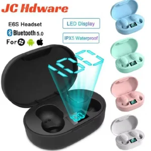 JC E6S TWS Wireless Bluetooth Earbuds – Bluetooth 5.0 Stereo Earphones with Charging Case