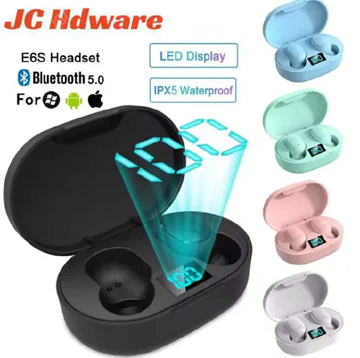 JC E6S TWS Wireless Bluetooth Earbuds – Bluetooth 5.0 Stereo Earphones with Charging Case