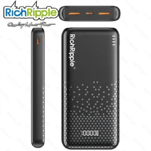 RichRipple 10000mAh 2A Fast Charging Power Bank – Dual USB Portable Charger with LED Lamp