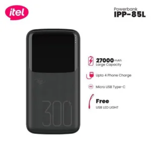 Itel IPP-85L 27000mAh Power Bank – Super Fast Charging Portable Charger with LED Display