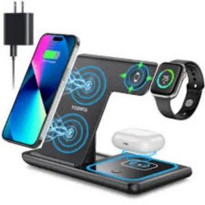 3-in-1 Fast Wireless Charging Station – Wireless Charger Stand for iPhone, Apple Watch & AirPods