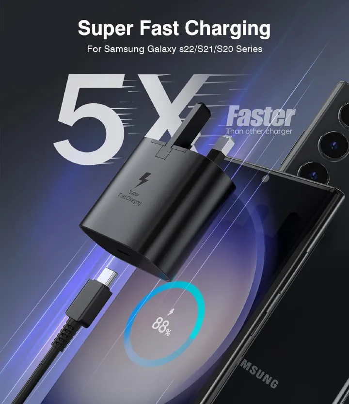 Samsung 25W Super Fast USB-C Wall Charger – Type-C to Type-C Travel Adapter - Image 3