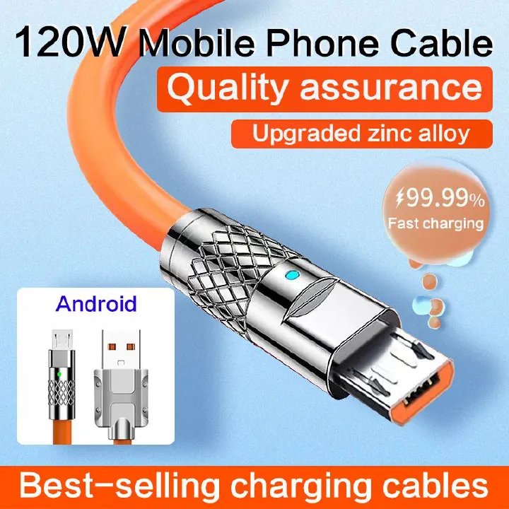 120W 6A Fast Charging Cable – USB-C & 3-in-1 Fast Charge Cable for Android Devices - Image 4