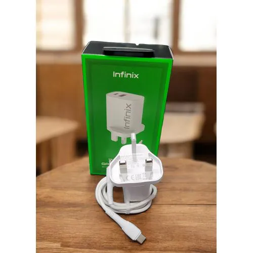 Infinix 33W GaN Fast Charger with USB-C Cable – Dual Port USB-A & USB-C Wall Charger - Image 3