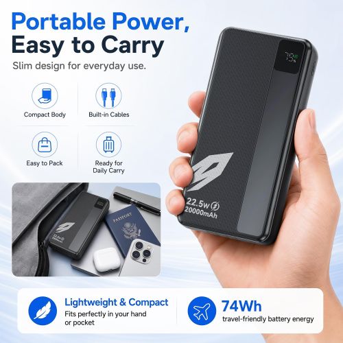 AirMars APB22F 20000mAh 22.5W Ultra Fast Charging Power Bank – Digital Display Portable Charger - Image 4