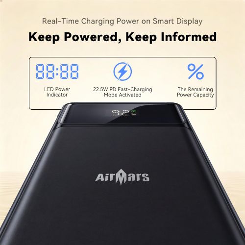 AirMars APB22F 20000mAh 22.5W Ultra Fast Charging Power Bank – Digital Display Portable Charger - Image 5
