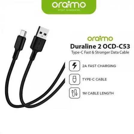 Oraimo Original USB Type-C Fast Charging & Data Sync Cable – 2.4A Quick Charge - Image 2