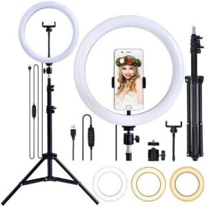 10-Inch Bluetooth LED Ring Light with 2.1M Tripod Stand & Phone Holder