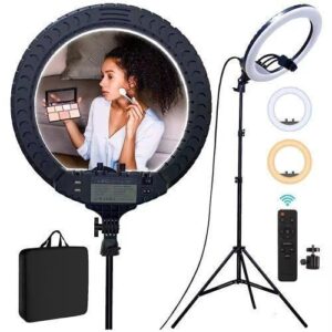 22-Inch LED Ring Light with 2.1M Tripod Stand & 3 Phone Holders