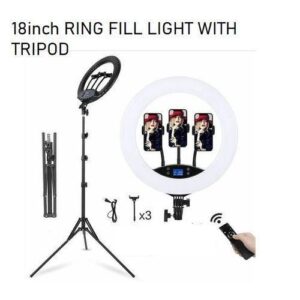 18-Inch LED Ring Light with 2.1M Tripod Stand & 3 Phone Holders