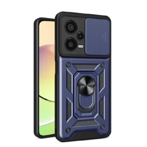 Shockproof Rugged Case for Xiaomi Redmi Note 12 Pro+ 5G with Sliding Camera Cover & 360° Magnetic Ring Stand