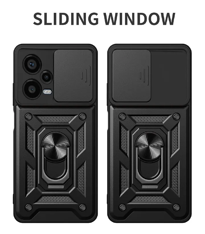Shockproof Rugged Case for Xiaomi Redmi Note 12 Pro+ 5G with Sliding Camera Cover & 360° Magnetic Ring Stand - Image 3