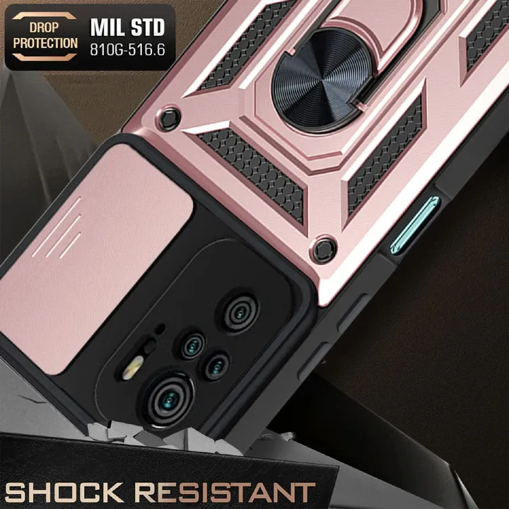 Shockproof Rugged Case for Xiaomi Redmi Note 10 / Note 10S with Sliding Camera Cover & 360° Magnetic Ring Stand - Image 8