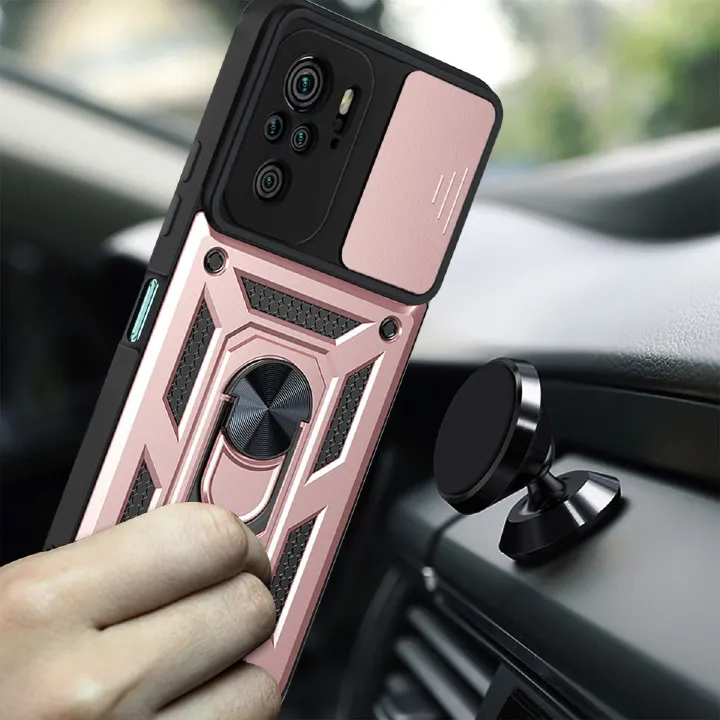 Shockproof Rugged Case for Xiaomi Redmi Note 10 / Note 10S with Sliding Camera Cover & 360° Magnetic Ring Stand - Image 7