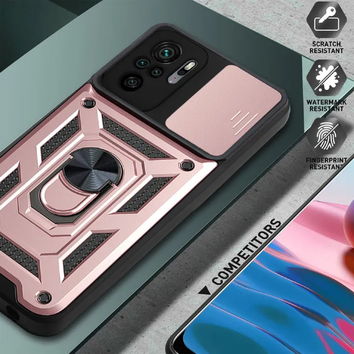 Shockproof Rugged Case for Xiaomi Redmi Note 10 / Note 10S with Sliding Camera Cover & 360° Magnetic Ring Stand - Image 6