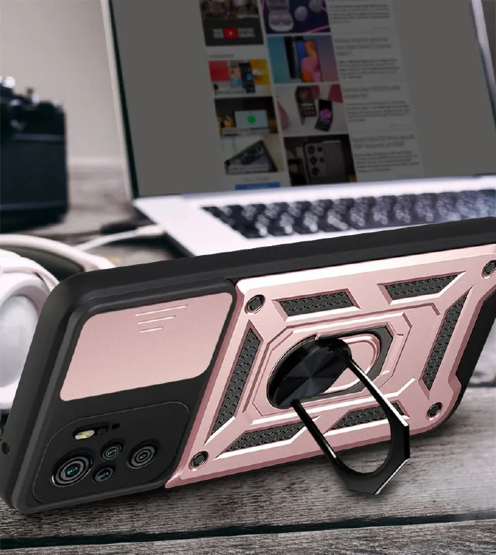 Shockproof Rugged Case for Xiaomi Redmi Note 10 / Note 10S with Sliding Camera Cover & 360° Magnetic Ring Stand - Image 3