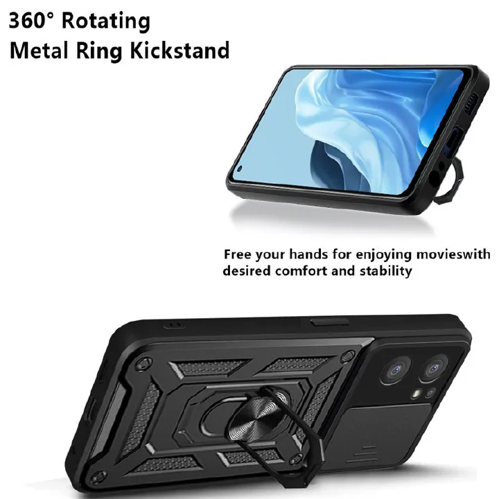 Shockproof Rugged Case for OPPO Reno 7 5G / Find X5 Lite with Sliding Camera Cover & 360° Magnetic Ring Stand - Image 6