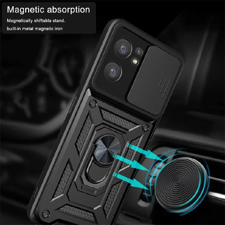 Shockproof Rugged Case for OPPO Reno 7 5G / Find X5 Lite with Sliding Camera Cover & 360° Magnetic Ring Stand - Image 5