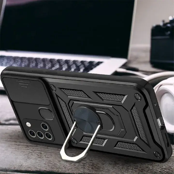 Shockproof Rugged Case for Samsung Galaxy A21S with Sliding Camera Cover & 360° Magnetic Ring Stand - Image 2
