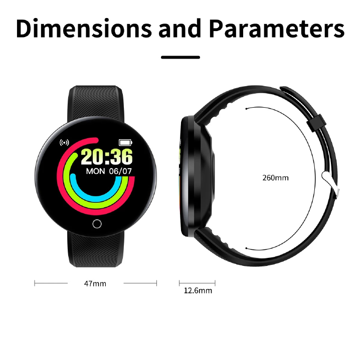 RichRipple D18 Smart Watch Fitness Tracker with Heart Rate & Blood Oxygen Monitor - Image 3