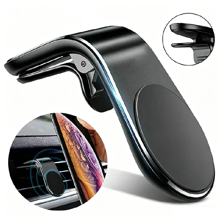 L-Shaped Magnetic Air Vent Car Phone Holder