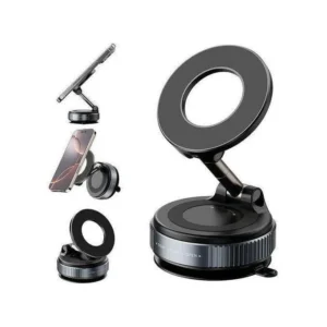 K007 360° Rotating Magnetic Vacuum Suction Phone Holder – Black