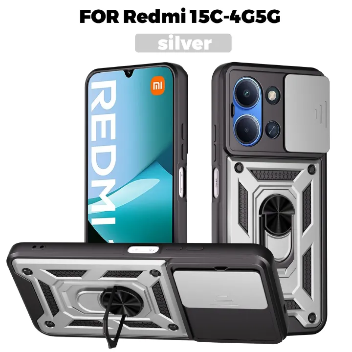 Rugged Armor Kickstand Case for Xiaomi Redmi 15C – Shockproof Heavy Duty Cover