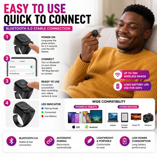 Bluetooth TikTok Scrolling Ring Remote Control for Android & iPhone - Image 6