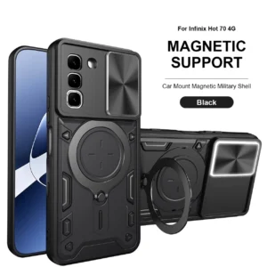 Shockproof Rugged Armor Case for Infinix Hot 70 4G with 360° Rotating Kickstand