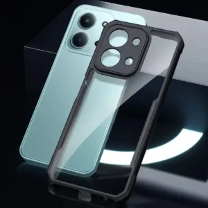 Full Body Rugged Case for Redmi 15, 15C, Note 15 & Note 15 Pro with Built-in Screen Protector (Clear/Black)